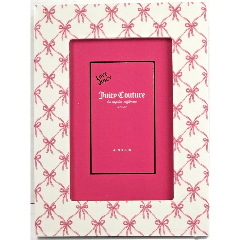 Juicy Couture Pink Bow 4x6 Photo Frame Logo Pattern Coquette Home Decor